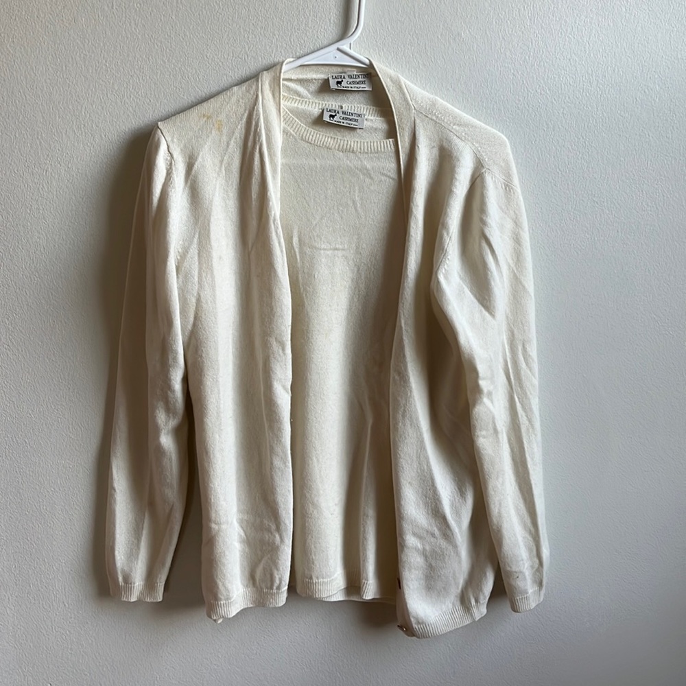Beige Laura Valentini Cashmere twin set size M
